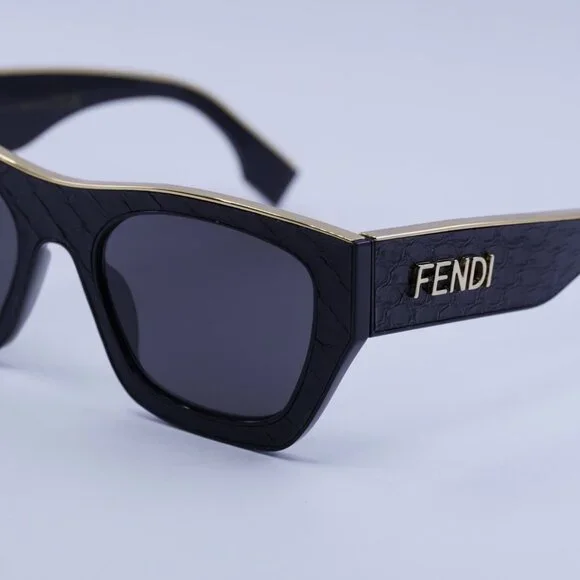 Fendi Women Sunglasses Shiny Black Grey Square FE40126I 01A NEW AUTHENTIC Fendi FE40126I 01A Sunglasses Shiny Black Square Frame, Grey  main image 4
